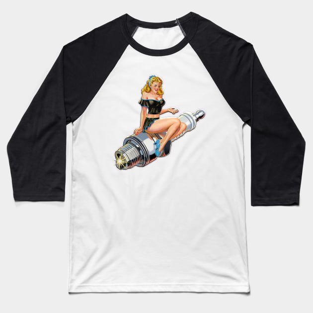 Sexy Pin Up Girl Baseball T-Shirt by  The best hard hat stickers 